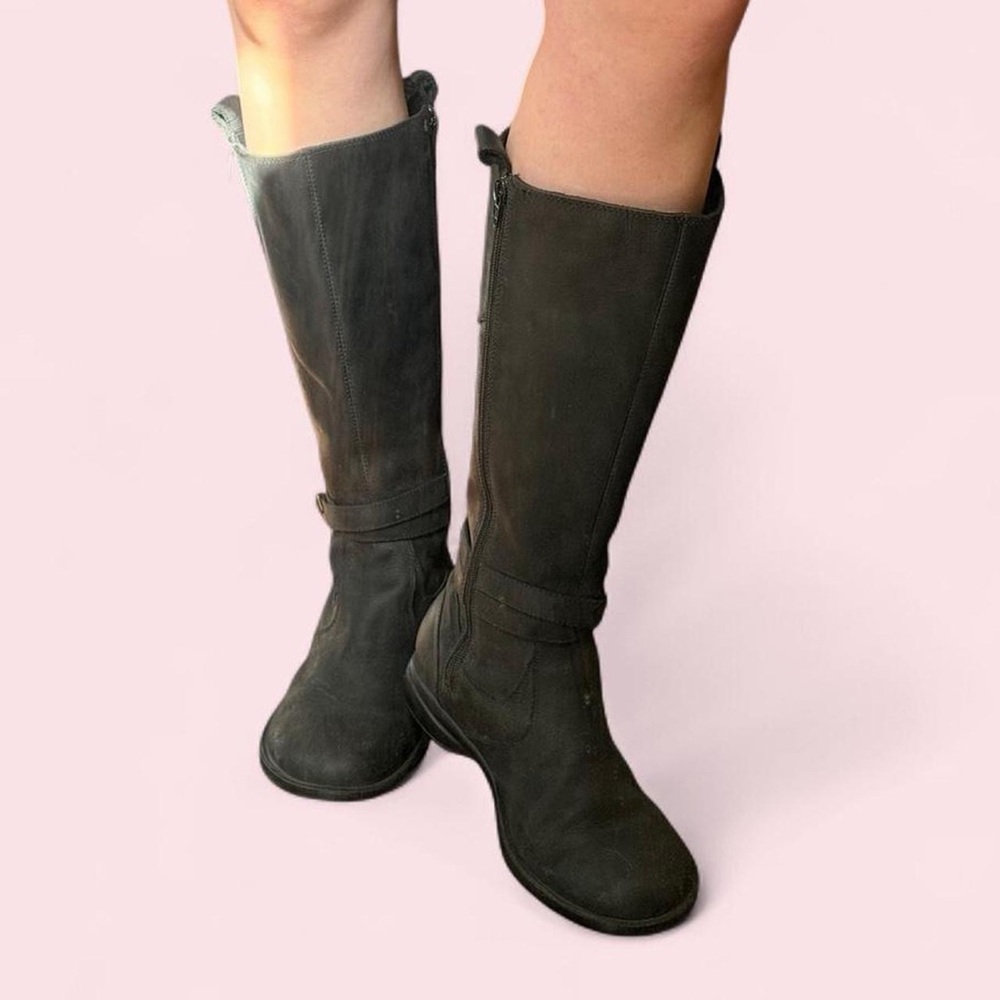 Women's Tall Black Leather Waterproof Boots